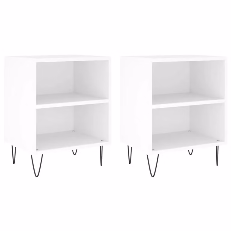 Berkfield Home Set of 2 White Bedside Cabinets in Engineered Wood, W/D/H: 40 x 30 x 50 cm