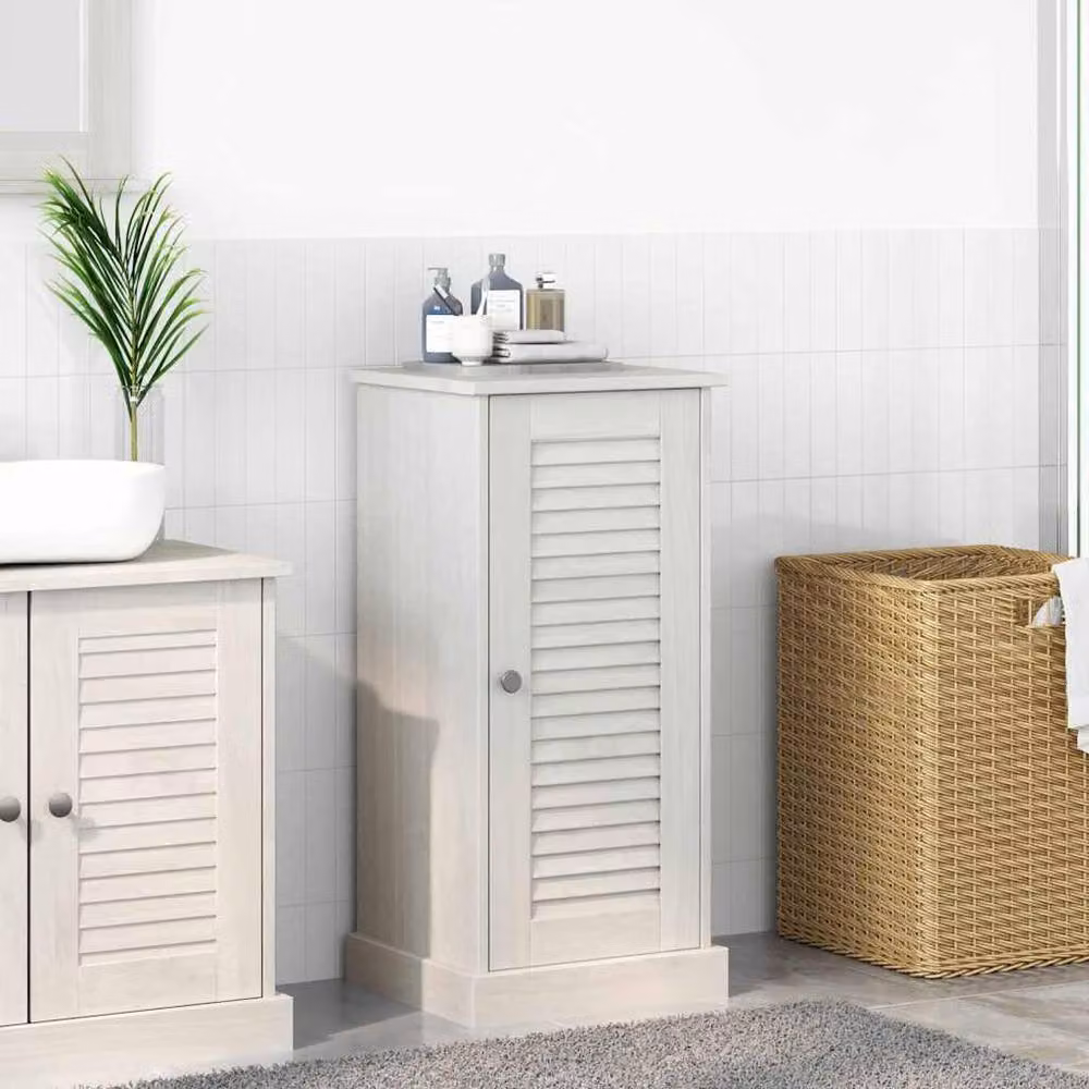 Berkfield Home Traditional White Bathroom Cabinet with Door and Open Shelf – 2