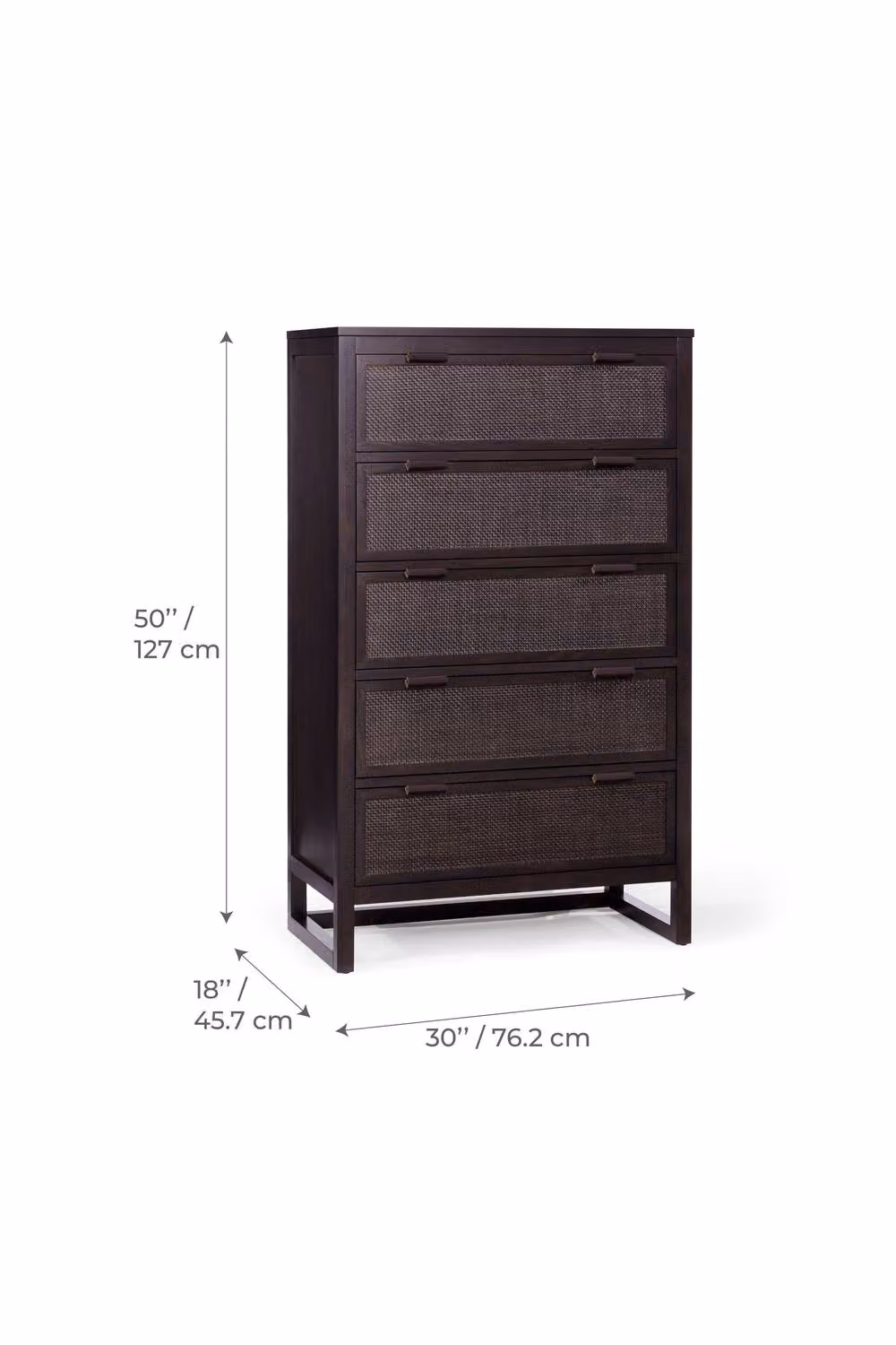 Teamson Home Hatteras 5 Drawer Bedroom Dresser in Brown, W: 76 cm, D: 44 cm, H: 127 cm – 5