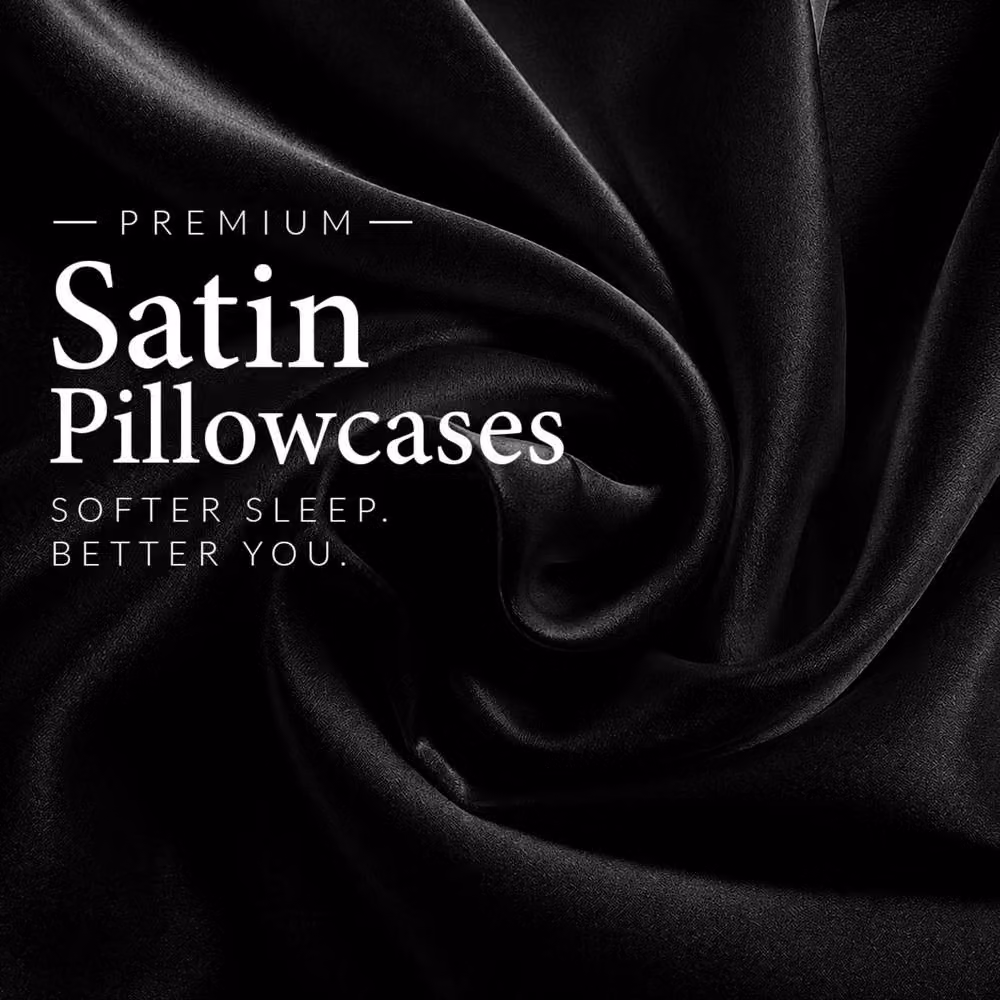 Pamposh Luxury Black Mako Satin Silk Pillowcase Set of 6, Standard Size – 3