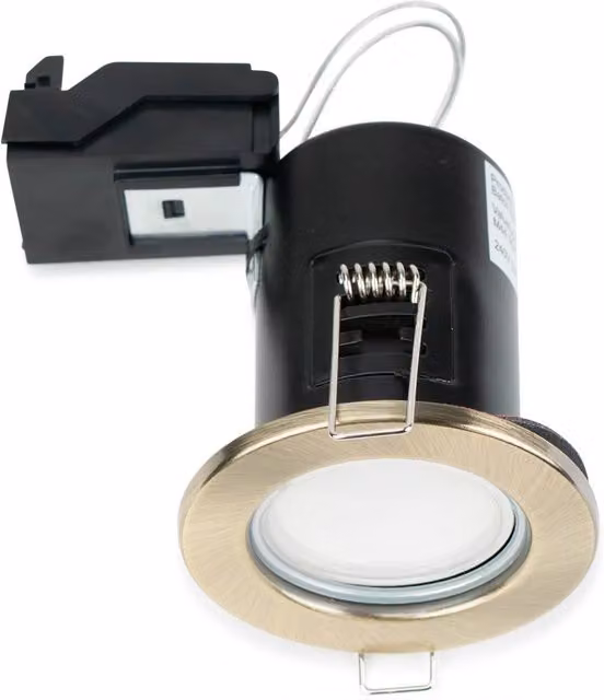 ValueLights Modern Fire Rated Single Recessed Ceiling Downlight in Gold/Brass – 1