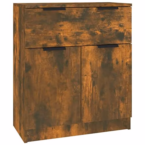vidaXL Set of 3 Smoked Oak Sideboards in Engineered Wood for Living Room Storage, W/D/H: 70 x 30 x 30 cm – 3
