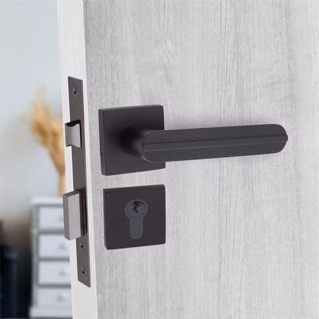 Golden Grace Matt Black Thumbturn Square Door Handles