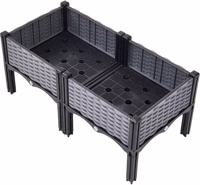 NESTLUNE Raised Garden Bed Planter in Grey, W/D/H: 80 x 40 x 36 cm