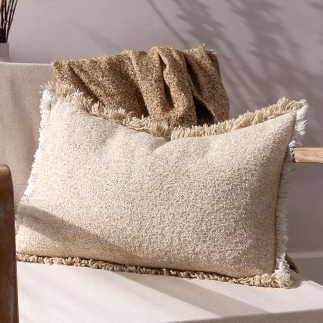 Riva Home Boho Rectangular Cotton and Polyester Cushion in Beige W/D/H: 60 x 40 x 1 cm – 2