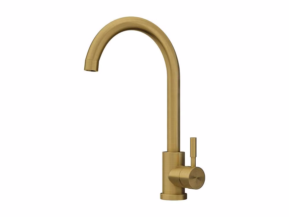 Vente-unique ROMILY Stainless Steel Kitchen Faucet with Swivel Spout, Gold – 2