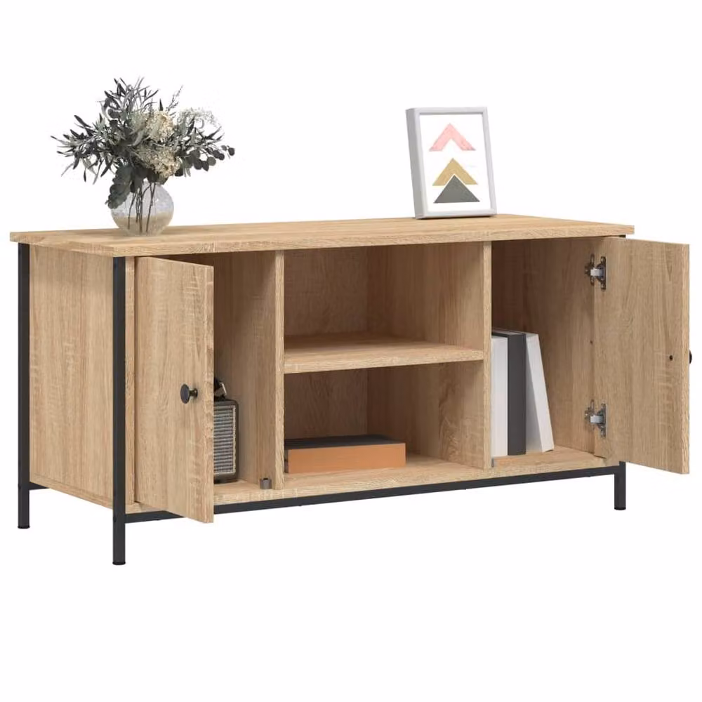 Berkfield Home TV Cabinet in Sonoma Oak, Brown, W/D/H: 100 x 40 x 50 cm – 3