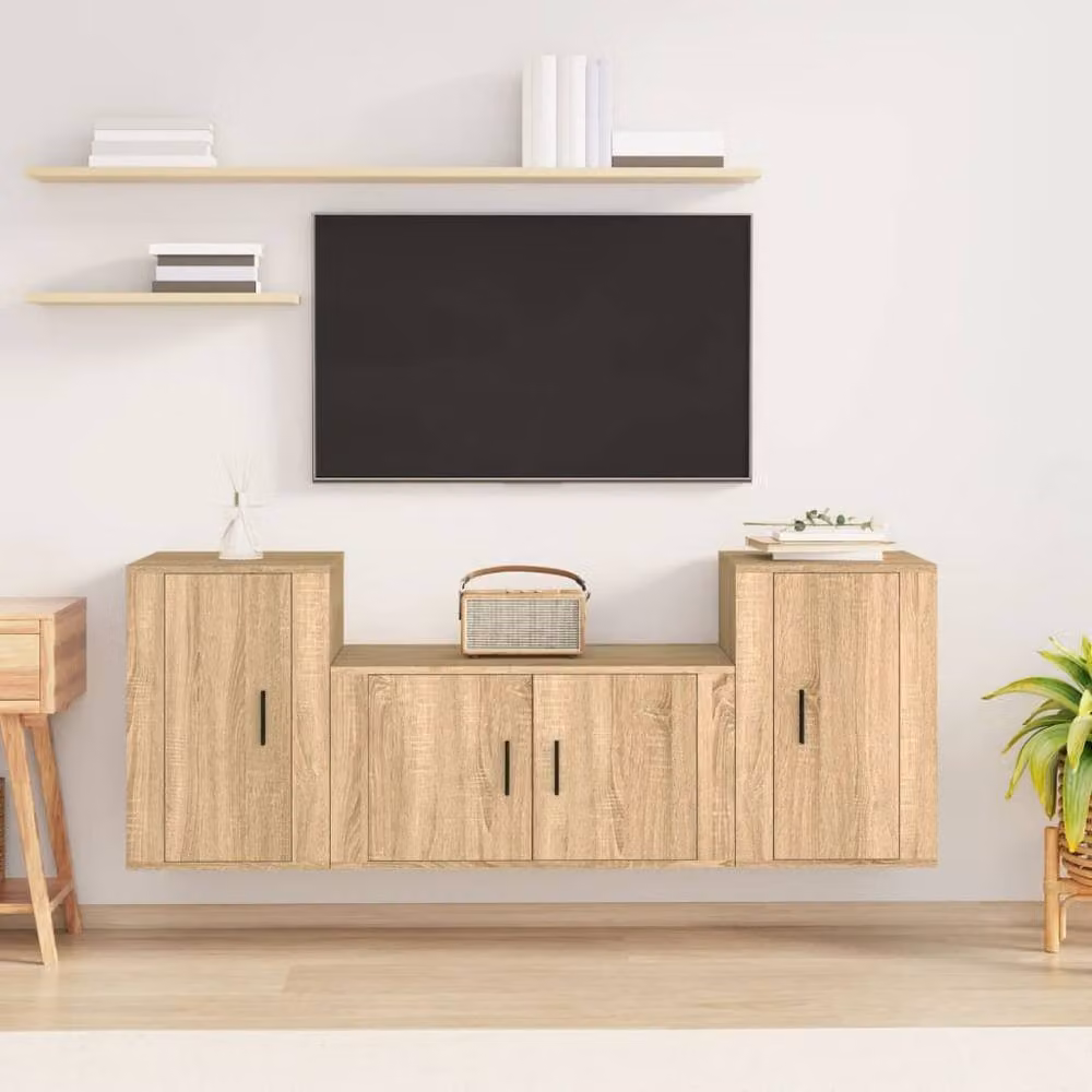 Berkfield Home Classic 3 Piece TV Cabinet Set in Sonoma Oak Brown Engineered Wood – 2