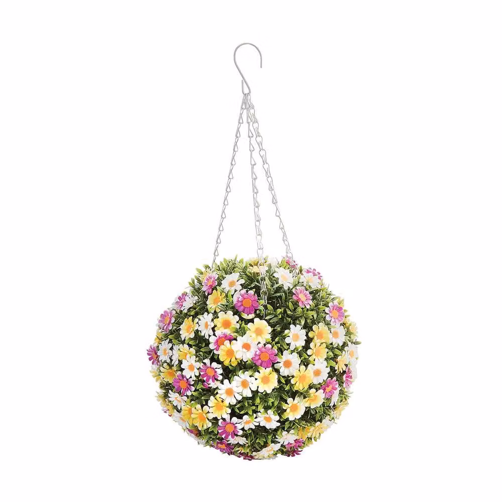 Gainsborough Multicolour Artificial Hanging Daisy Floral Ball, Diameter: 30 cm – 2