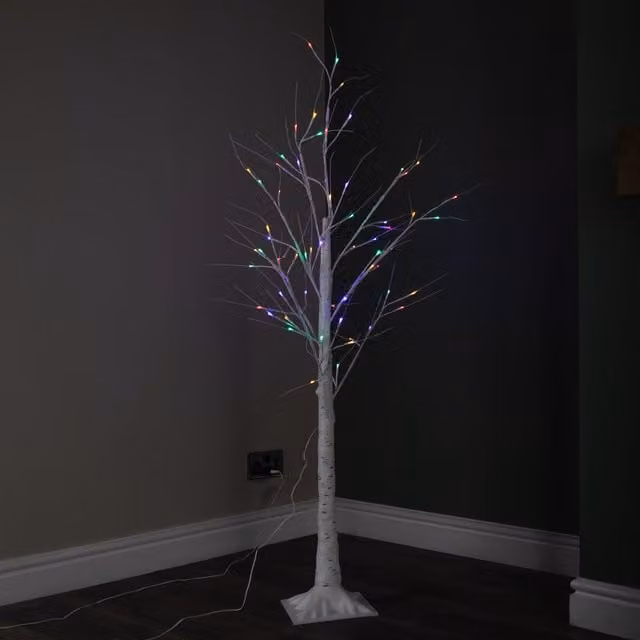 Samuel Alexander 1.5m Light Up Christmas Birch Tree with 64 Multi-Coloured LEDs – 1