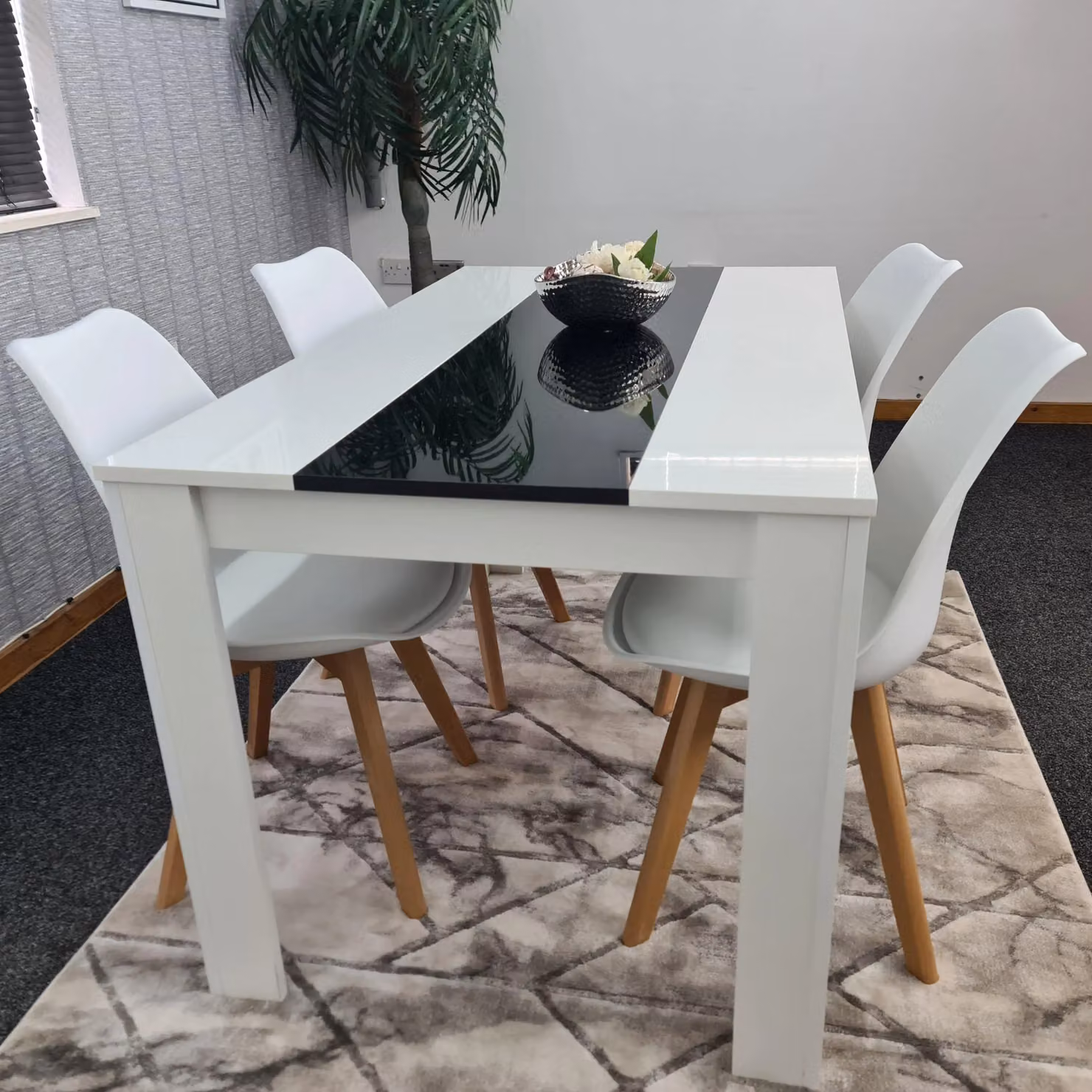 KOSY KOALA Modern Rectangular Dining Room Table and 4 Padded Chairs Set in White, Black or Multicolour, W/D/H: 140 x 80 x 75 cm – 3