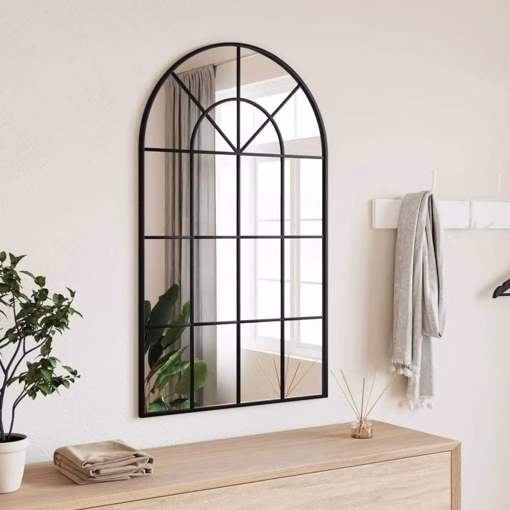 Berkfield Home Arch Wall Mirror in Black, W: 60 cm, H: 100 cm – 2