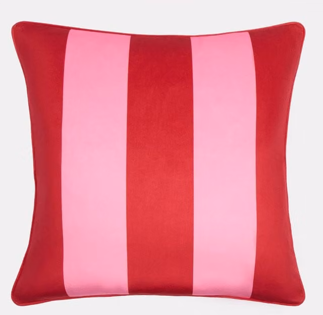 OHS Pack of 2 Pink Matte Velvet Striped Square Cushion Covers