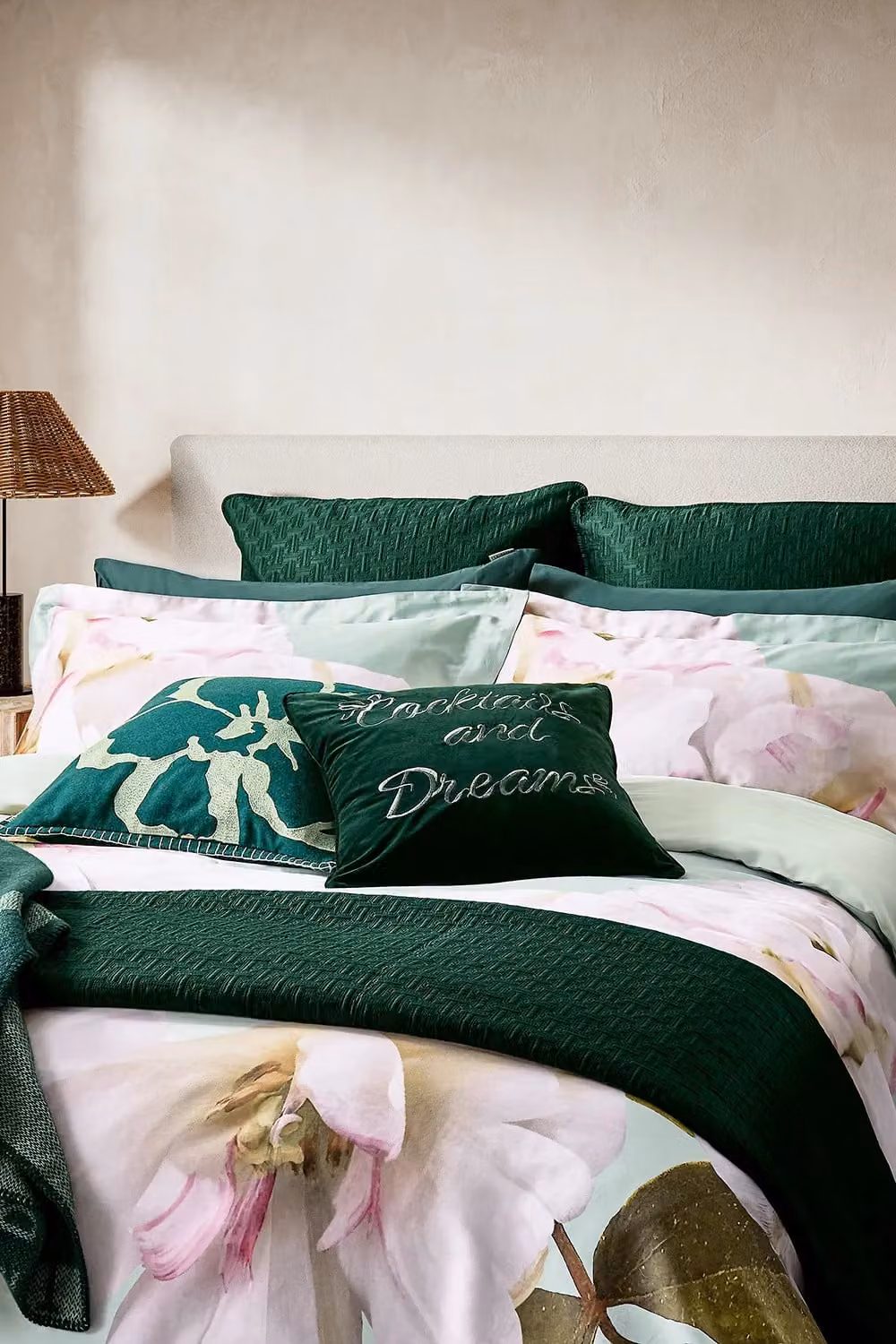 Ted Baker Cocktails & Dreams Floral Cotton Velvet Cushion in Green, W/D/H: 45 x 45 x 45 cm – 3