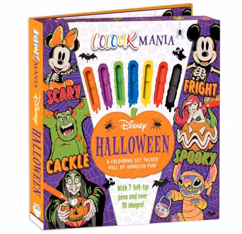Disney Halloween Colourmania Multicolour Childrens Colouring Book with 7 Felt-Tip Pens – 1
