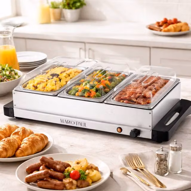 Marco Paul Electric Stainless Steel Buffet Server Food Warmer in Silver – 1
