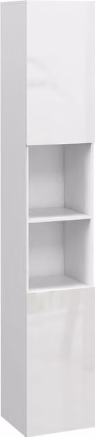 Kleankin HOMCOM Modern Glossy White Freestanding Bathroom Cabinet with LED Lighting and Internal Shelves