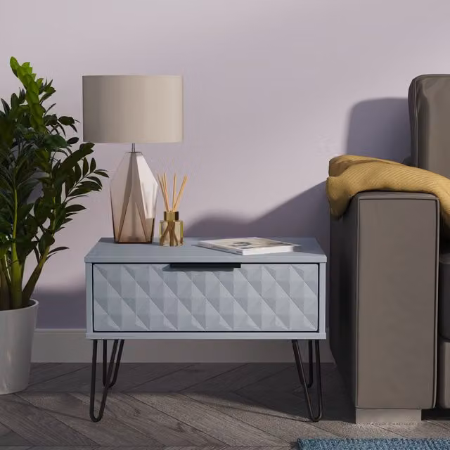 2 U Islay Ready Assembled 1 Drawer Wide Side Table in Light Blue