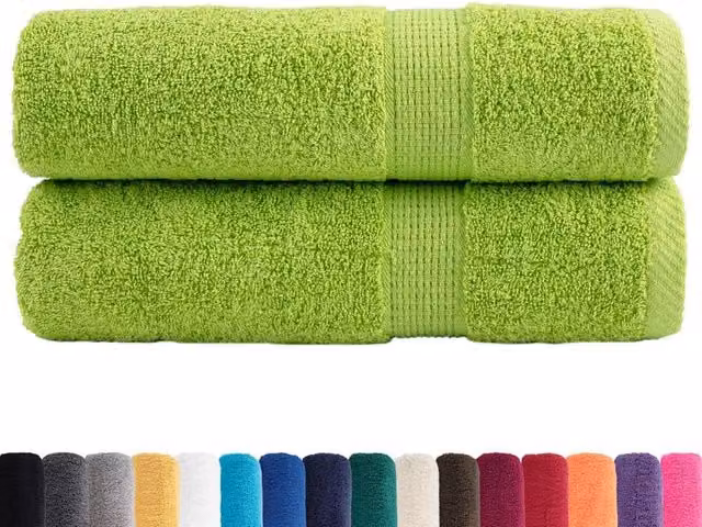 Berkfield Home SOLUND Premium Cotton Terry Shower Towels, 2 Pack, Apple Green, W: 70 cm, L: 140 cm, 600 gsm – 1