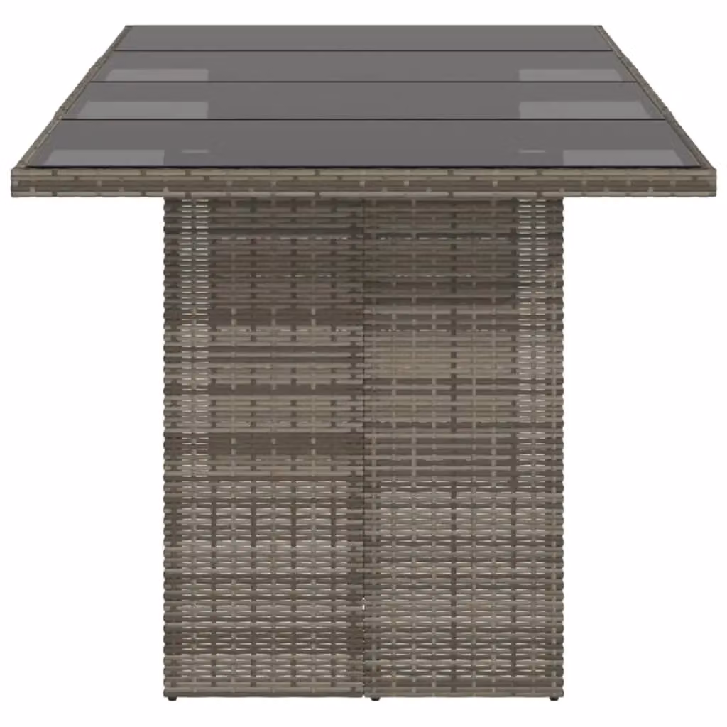 Berkfield Home Grey Poly Rattan Garden Table with Glass Top, W/D/H: 190 x 80 x 75 cm – 3