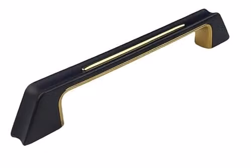 Golden Grace Shell Cabinet Cupboard Pull Handles in Matt Black and Gold, 160mm