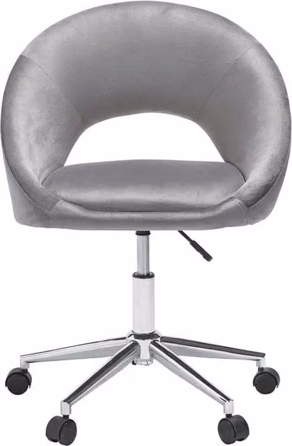 netfurniture Pylar Art Deco Office Chair in Grey Velvet with Silver Metal Frame