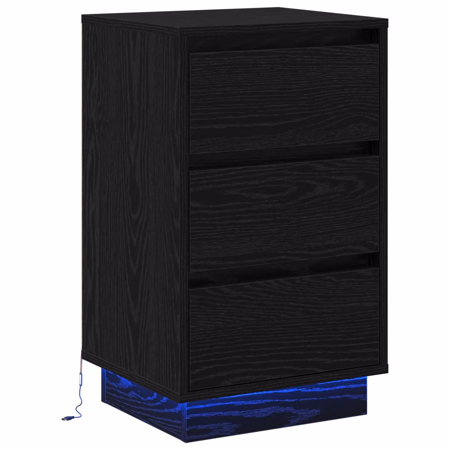 Berkfield Home Modern Black Oak Bedside Cabinet with Integrated LED Lighting, W: 39 cm, D: 34.5 cm, H: 65 cm – 2