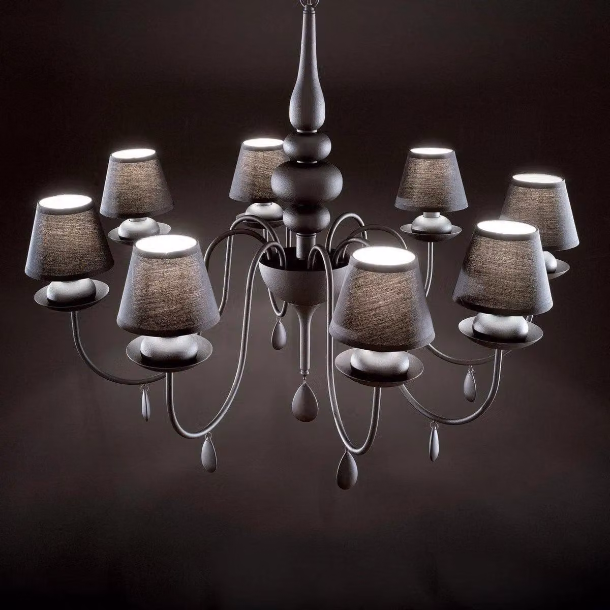 Netlighting Blanche 8 Light Multi Arm Modern Ceiling Chandelier in Black Metal with E14 Sockets and Height Adjustable Design – 2