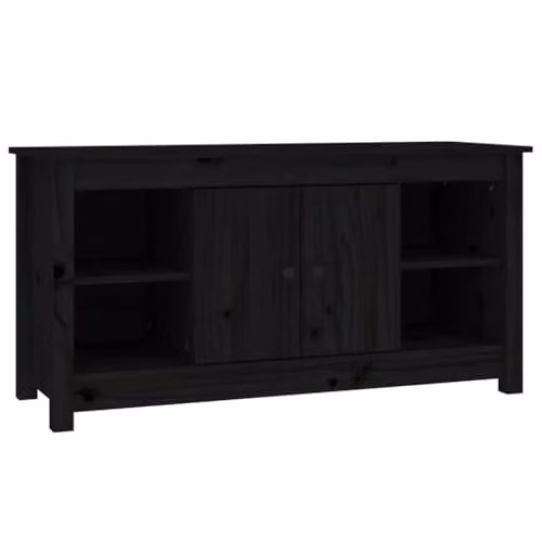 vidaXL Modern Black Solid Wood Pine TV Cabinet W/D/H: 103 x 36.5 x 52 cm – 1