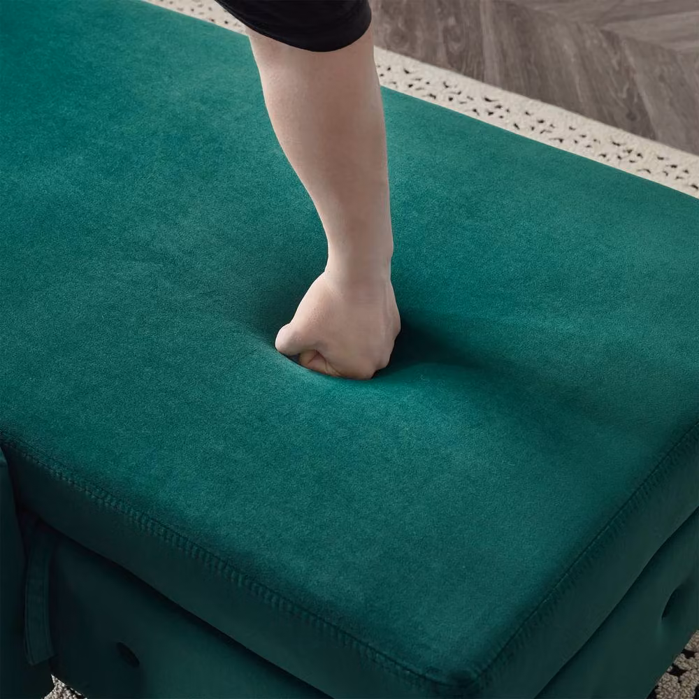 BTM Velvet Chaise Lounge with Storage and Pillow, Right Armrest, Green, W/D/H: 162.5 x 62 x 69 cm – 4