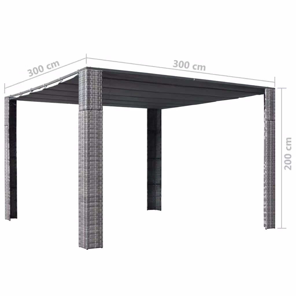 Berkfield Home Poly Rattan Gazebo with Roof in Grey, Anthracite and Black, W/D/H: 300 x 300 x 200 cm – 2