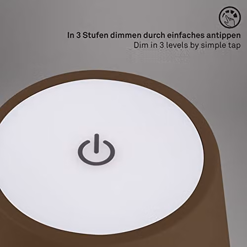 Briloner Rechargeable LED Table Lamp, Dimmable and Height Adjustable, Brown and Gold/Brass – 4