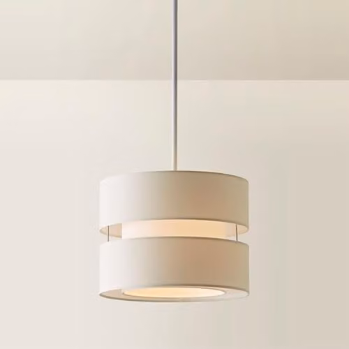 MiniSun Modern 2 Tier Fabric Cylinder Ceiling Light Shade in Beige or White, Shade Width: 26 cm