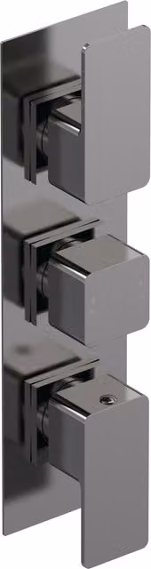 Balterley Concealed Triple Thermostatic Shower Valve Diverter with Two Handles in Brushed Pewter Grey and Silver – 1