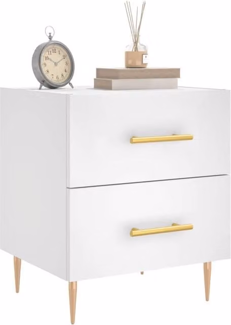Berkfield Home Modern Bedside Cabinet in White, W/D/H: 40 x 35 x 47.5 cm – 1