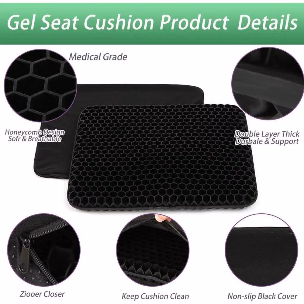 Kelvenix Orthopaedic Ergonomic Gel Seat Cushion in Black, W/D: 100 x 100 cm – 4