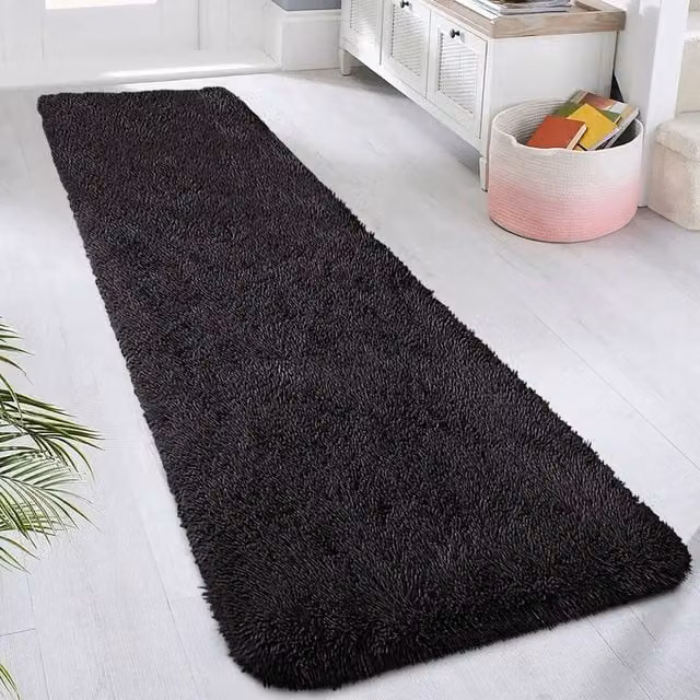 VOGREX Black Non-Slip Long Hallway Runner Rug, W/D/H: 60 x 220 cm – 1