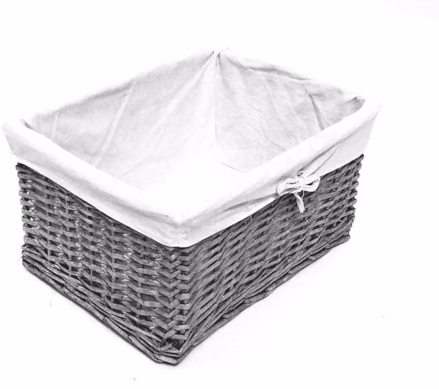 Topfurnishing Grey Open Weave Willow Wicker Storage Basket, Width: 39 cm