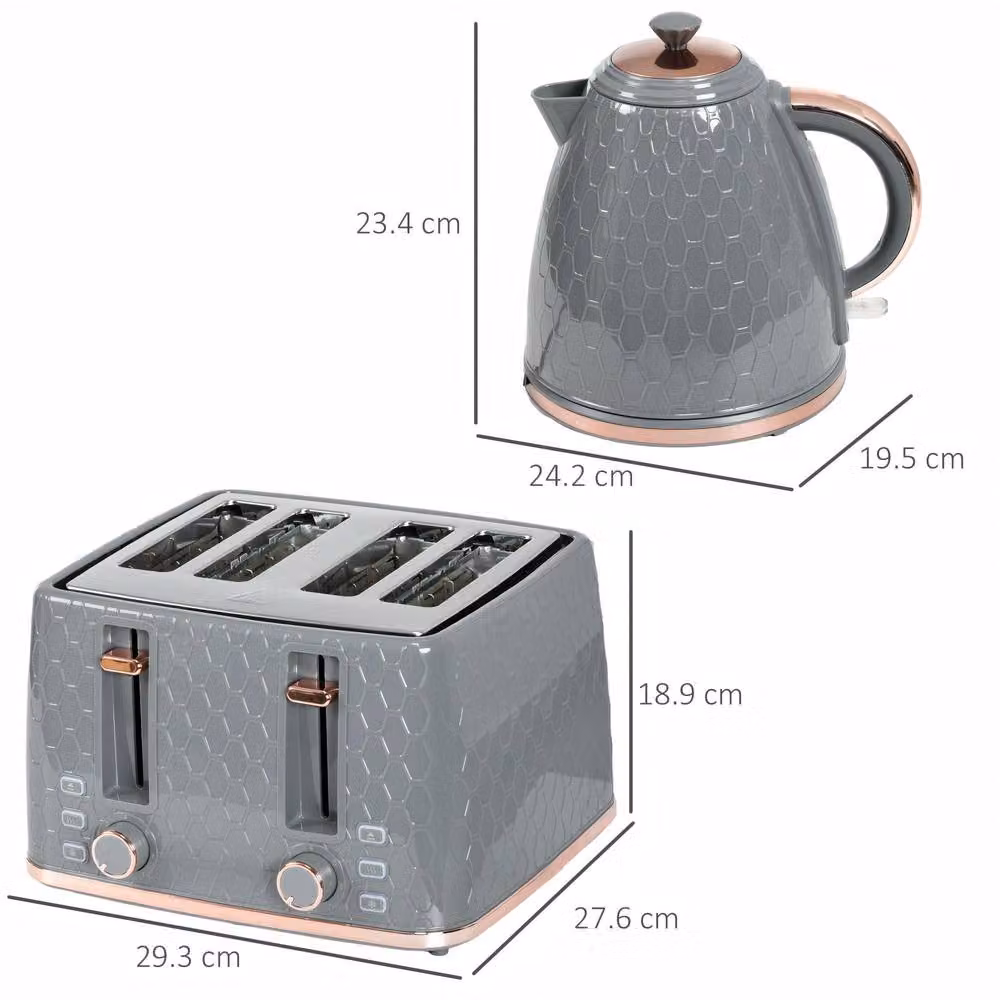 STILVORA Kettle and Toaster Set in Grey with 1.7 l Kettle – 3
