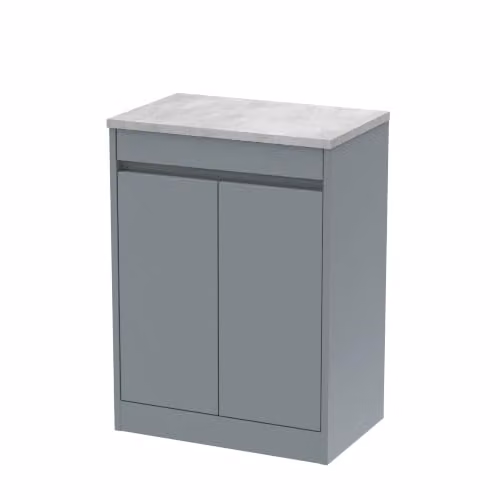 Balterley Modern 2 Door Freestanding Bathroom Vanity Unit with Worktop, Grey, W/D/H: 60 x 39.5 x 83.5 cm – 2