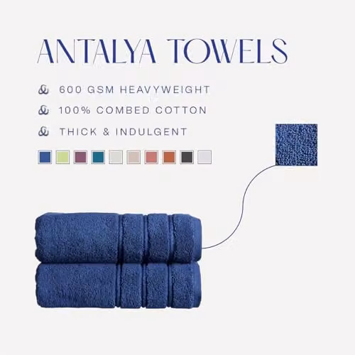 Christy Antalya 6 Piece Luxury Turkish Cotton Towel Set in Blue, 600GSM – 4