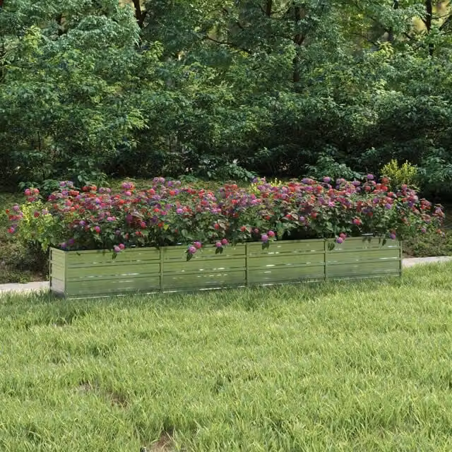 Berkfield Home Garden Galvanised Steel Raised Bed in Silver, W: 320 cm, D: 40 cm, H: 45 cm