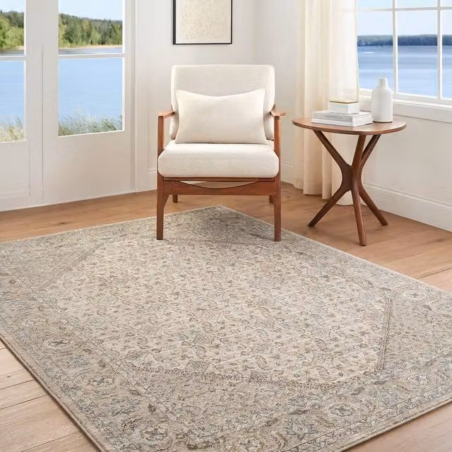Livabliss Arda Vintage Boho Fringe Living Room Rug in Brown, Grey, Green and Beige, W: 150 cm, D: 230 cm