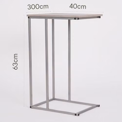 OHS Grey Marble Effect C-Shaped Side Table with Metal Frame – 2