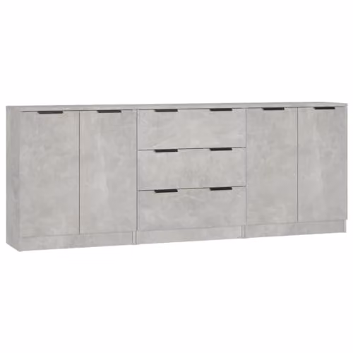 vidaXL 3 Piece Sideboard Set in Concrete Grey Engineered Wood