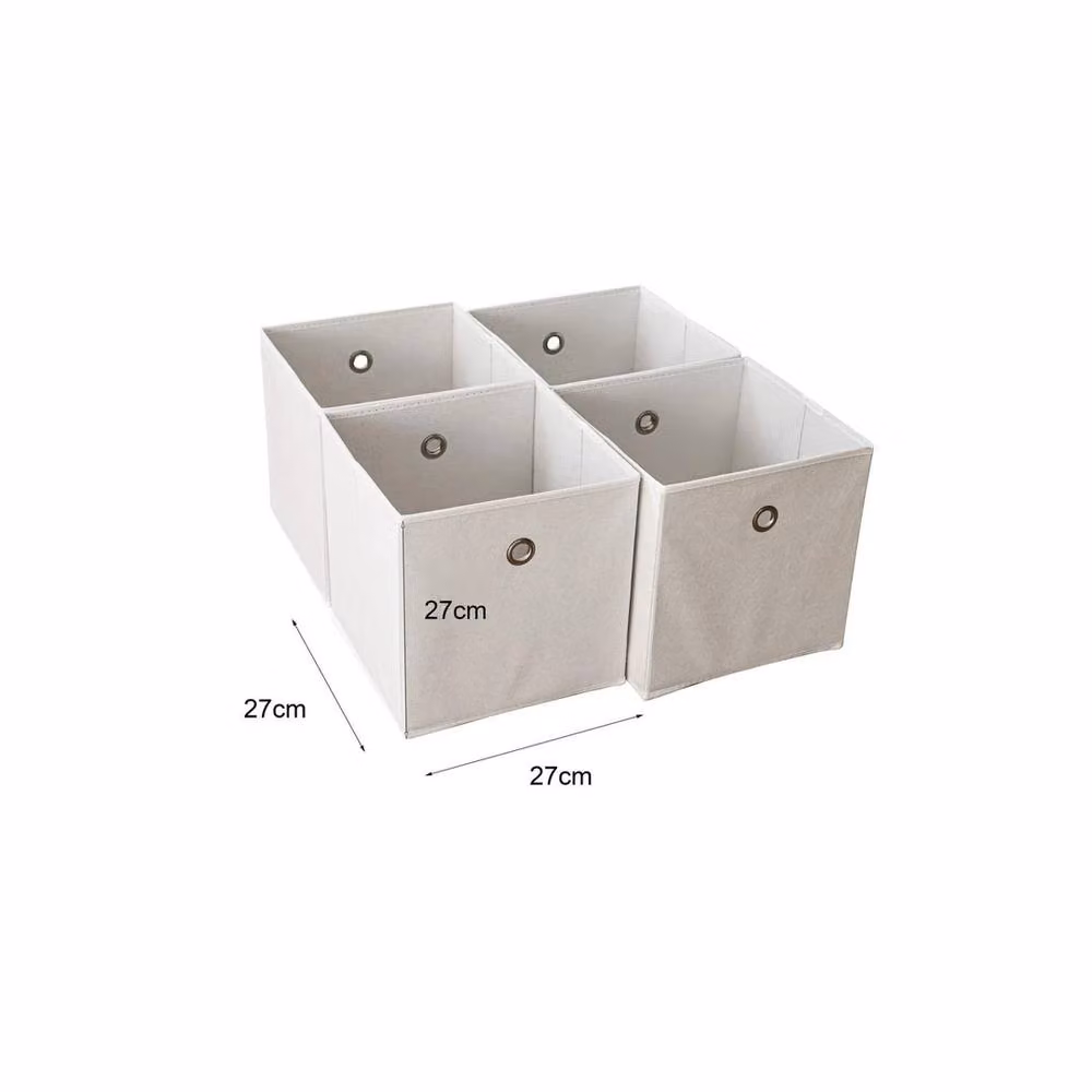 NESTLUNE Foldable Canvas Fabric Storage Cube Boxes, Set of 4, White – 2