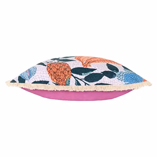 Furn Cypressa Mediterranean Floral Mosaic Cotton and Polyester Cushion, Purple/Multicolour, W/D/H: 50 x 50 x 50 cm – 2