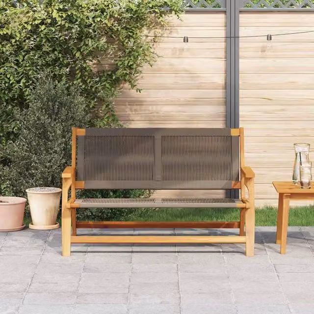 Berkfield Home Modern Acacia Wood Garden Bench in Grey and Brown, W/D/H: 122 x 76 x 73 cm – 1