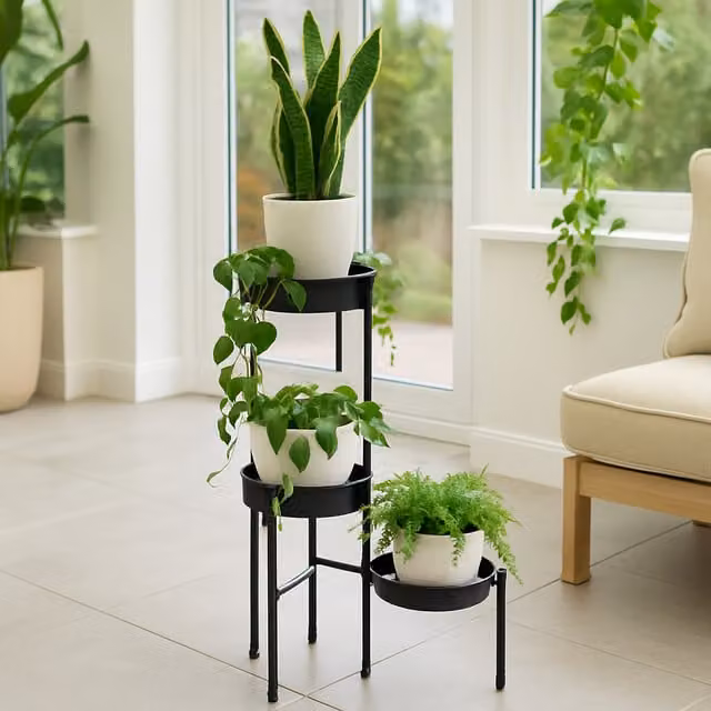 Jack Stonehouse Three Tier Cast Iron Planter Pot Stand, Black