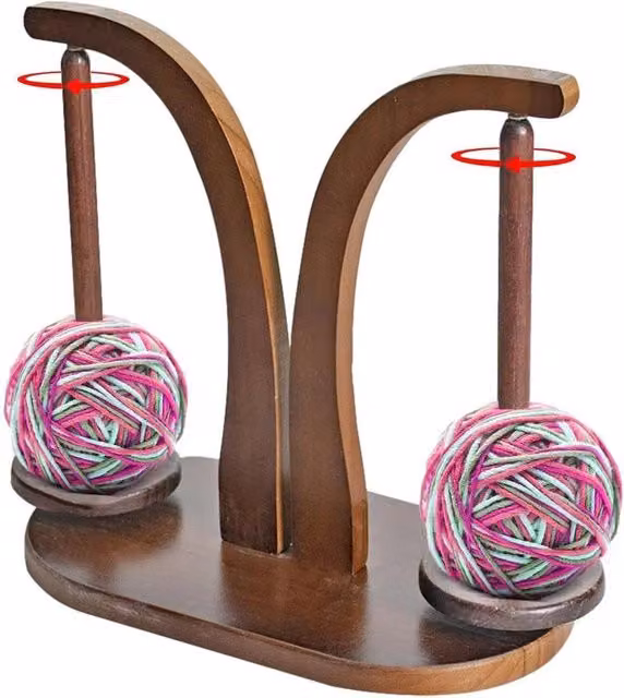 VOGREX Magnetic Wooden Yarn Storage Rack and Knitting Organiser in Brown – 1